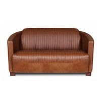 Casa Padrino 2-Sitzer »Luxus Leder 2er Sofa Vintage Braun / Dunkelbraun 130 x 83 x H. 70 cm - Echtleder Wohnzimmer Sofa - Wohnzimmer Möbel - Luxus Kollektion«