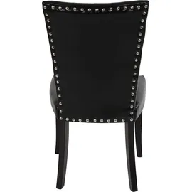 Mendler 2er-Set Esszimmerstuhl Chesterfield, Stuhl Küchenstuhl, Nieten - Kunstleder, schwarz, dunkle Beine