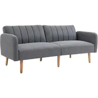 HOMCOM Schlafsofa, 2-Sitzer Sofa mit Schlaffunktion, Verstellbare Rückenlehne, Dick Gepolsterte Couch, Armlehne, Schlafcouch mit Holzbeine für Wohnzimmer, Gästezimmer, 173 x 75 x 73 cm, Grau