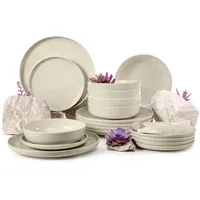 Konsimo® Tafelservice, Creme, Keramik, 18-teilig, Rund, 27x2x27 cm, Made