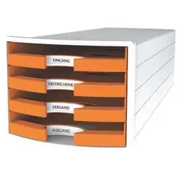 HAN Schubladenbox 4 Laden weiß/orange 1013-51 offen