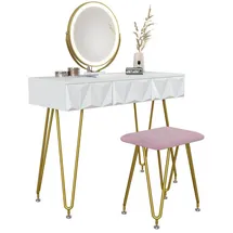 Vicco Schminktisch Ruby Weiß LED-Spiegel Hocker