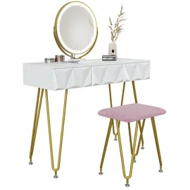 Vicco Schminktisch Ruby Weiß LED-Spiegel Hocker