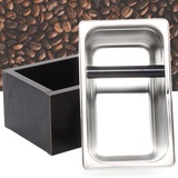 TRIEBAN Kaffeemaschine Abschlagbehälter Kaffeesatz Ausklopfbeh Knock Box Abklopfbehälter, Kommerzieller Edelstahl-Kaffeeklopfkasten Tamper Container 3L Kaffeeklopfkasten