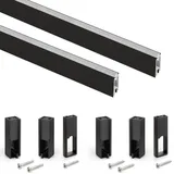 Emuca - Schrankstangen-Set Luxe, 1,15 m, Tiefschwarz lackiert, Aluminium und Kunststoff, Partie von 2