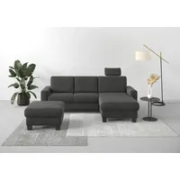 Home Affaire Ecksofa HOME AFFAIRE "Summer L-Form", grau (anthrazit), B:249cm H:91cm T:164cm, 95% Polyester, 5% Polyamid, Sofas, Ecksofa, mit Recamiere, mit oder ohne Bettfunktion und Bettkasten, Cord-Bezug