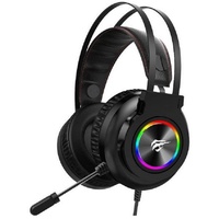 Havit Gamer Kopfhörer RGB On-Ear Headset mit Mikrofon USB Stereo Sound Gaming-Headset schwarz