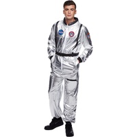 Morph Astronaut Kostüm Silber, Astronauten Kostüm Silber, Raumfahrer Kostüm Herren, Astronaut Kostüm Herren, Kostüm Astronaut Herren, Spaceman Kostüm Herren, Karneval Kostüm Herren Astronaut M