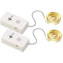 Lunartec 2er-Set Indoor-LED-Streifen, 30 LEDs, PIR, Batterie: 600lm, 100 cm