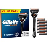Gillette ProGlide Rasierer für Männer, 1 Nassrasierer Herren + 10 Ersatzklingen, entwickelt für eine gründliche Rasur, mit Gleitstreifen, Geschenk für Männer