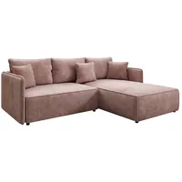 Luxusbetten24 Schlafsofa Designer Sofa Marlen in Cord, mit Stauraum und Schlaffunktion rosa