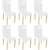 Mendler 6er-Set Esszimmerstuhl Stuhl Küchenstuhl Littau ~ Leder, weiß,