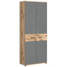 xonox.home Aktenschrank in Nox Oak / Basalt grau - 80x199x37cm (BxHxT) grau