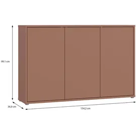 Carryhome Sideboard, Terracotta, Kunststoff, 4 Fächer, 154.2x99.1x34.9 cm, Wohnzimmer, Kommoden & Sideboards, Sideboards