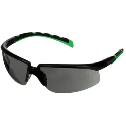 3M Solus 2000 Schutzbrillen, Rahmen schwarz/grün, Antikratz-Beschichtung + (K), graue Scheibe IR 3,0, S2030ASP-BLK