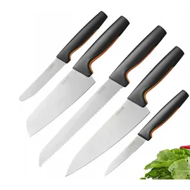 Fiskars Messerblock mit 5 Messern, Breite: 14,5 cm, Höhe: 36 cm, Birkenholz, Functional Form, 1062927