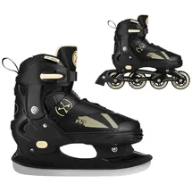 Nils Extreme Rollerblades mit auswechselbarer Hockeykufe 2IN1 ENZO NH382 Nils Extreme schwarz|beige 32/35