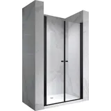 i-flair Duschtür 80-84 cm - Höhe: 180 cm, schwarze Duschabtrennung aus durchsichtigem 6 mm Sicherheitsglas mit Nanobeschichtung