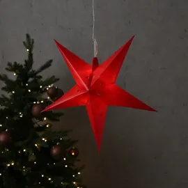 MARELIDA LED Stern Weihnachtsstern Hängestern 45cm 12LED Timer Batterie Außen