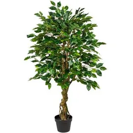 creativ-green Kunstpflanze Ficus Benjamin, Kunstbaum im Topf mit Kunststoffstamm, Höhe 125 cm