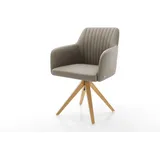 DELIFE Esszimmerstuhl Greg-Flex Echt-Leder Schlamm Holzgestell kantig Natur Taschenfederkern, Esszimmerstühle