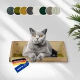 Rohrschneider Kletterwand Katze (alle Katzengrößen) | Made in EU | Katzentreppe kombinierbar | aus Echtholz Kiefernholz | belastbar bis 30 kg | geflammt (waschbare Stoffeinlage Samt Fresh, Oliv)