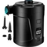 Elektrische Luftpumpe, 5200-mah-akku Mit 4 Luftdüsen, Tragbarer Inflator, Schnellinflator Für Schlauchboote, Luftmatratzen, Planschbecken, Schwimmringe