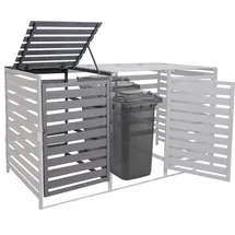 Mendler XL 1er-/2er-Mülltonnenverkleidung Erweiterung HWC-H62, Mülltonnenbox, 114x67x97cm Massiv-Holz ~ hellgrau