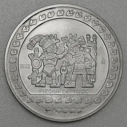 Silbermünze 5oz Tizoc 1992 Präkolumbische Kulturen ? Azteken (Mexiko)