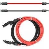 Solartronics Verlängerungskabel 4mm2 inkl. Solarstecker 2x1m - PV Kabel H1Z2Z2-K beidseitig rot/schwarz - Photovoltaik Kabel mit Stecker - Solarkabel für PV Solaranlage - Made in Germany