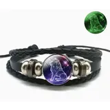 Stelby Armband mit Gravur Sternzeichen Löwe mit 3D Gravur im Glas (Weihnachtsgeschenk, Geburtstagsgeschenk, Valentinstaggeschenk, modern, minimalistisch), langlebig, pflegeleicht, unisex schwarz