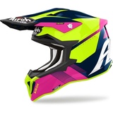 Airoh Strycker Blazer, Motocrosshelm - Blau/Pink/Neon-Gelb - XXL