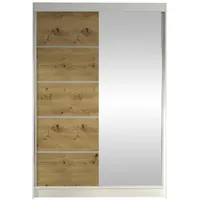 Mirjan24 Schwebetürenschrank, Weiß, Eiche Artisan, 5 Fächer, Rechteckig, 120x200x58