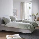 Bugatti Bettwäsche 135x200 cm - 100% Baumwolle, Reißverschluss, anschmiegsam, weich & waschbar, Satinbettwäsche grün gestreift