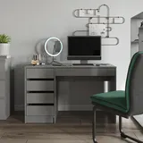 Vicco Schreibtisch Sherry, Grau Hochglanz, 55 x 120 cm mit Schubladen, Vicco