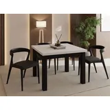 Quadratischer Esstisch Ausziehbar 90 bis 190 cm – Verlängerbar, für 4-10 Personen mit Schwarzen Holzbeinen – Tisch für Wohnzimmer & Esszimme... - Beige/Grau