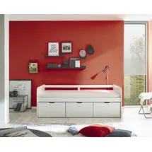 Begabino Stauraumbett Eino 90 x 200 cm Holz lackiert weiß