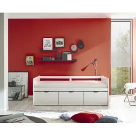 Begabino Stauraumbett Eino 90 x 200 cm Holz lackiert weiß