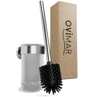 Ovimar WC-Bürste Tranerodde, Silber Bürstenhalter aus Glas, zur Wandmontage