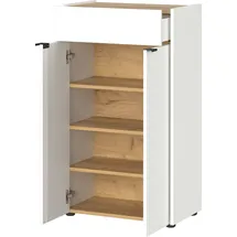 KADIMA DESIGN Kratzfeste Kommode mit Schublade, 60x34x98 - `Avis` Serie für Bad. Farbe: Weiß-Beige