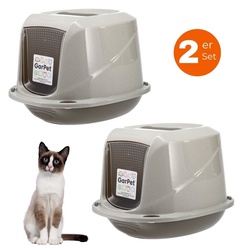 GarPet Katzentoilette 2x Katzenklo mit Deckel große XXL Katzentoilette Katzen Klo Doppelpack