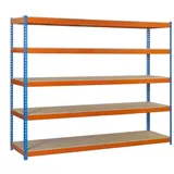 Simonrack Schwerlastregal Holz 200 x 180 x 60 cm Blau/Orange
