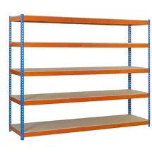 Simonrack Schwerlastregal Holz 200 x 180 x 60 cm Blau/Orange