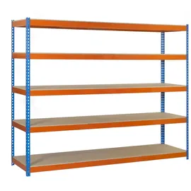 Simonrack Schwerlastregal Holz 200 x 180 x 60 cm Blau/Orange