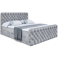 ALTDECOR Boxspringbett mit Kopfteil, Bettkasten und Fußteil, Polsterbett BOXI8-Z - Mittelfest (H3) Matratze - 160x200 - Grau Samt