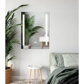 Hoko LED Badspiegel Wandspiegel 50x70cm + Anti-Beschlag - Lichtfarbe stufenlos einstellbar - Touch - Wandschalter - Speicherfunktion IP44 Koblenz - Transparent