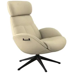 Relaxsessel FLEXLUX "Relaxchairs Elegant", beige (sandy beige), B:90cm H:107cm T:89cm, 100% Polyester, Sessel, Premium Komfort, Rücken- & Kopfteilverstellung, drehbar, Fuß schwarz