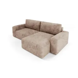 furnisell Eckcouch Cord 2-Sitzer Braun