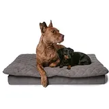Lous großes Hundebett XXL 120cm Grau mit abnehmbarem Topper, formstabil und bequem, Hundekissen Unterwegs, waschbar 90 Grad, große Hunde, mittelgroße Hunde (XXL ca. 120x80x12cm, Anthrazit Grau)