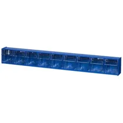 Klappkasten-Magazin, HxBxT 80x600x65mm, 9 Kästen, Polystyrol, blau